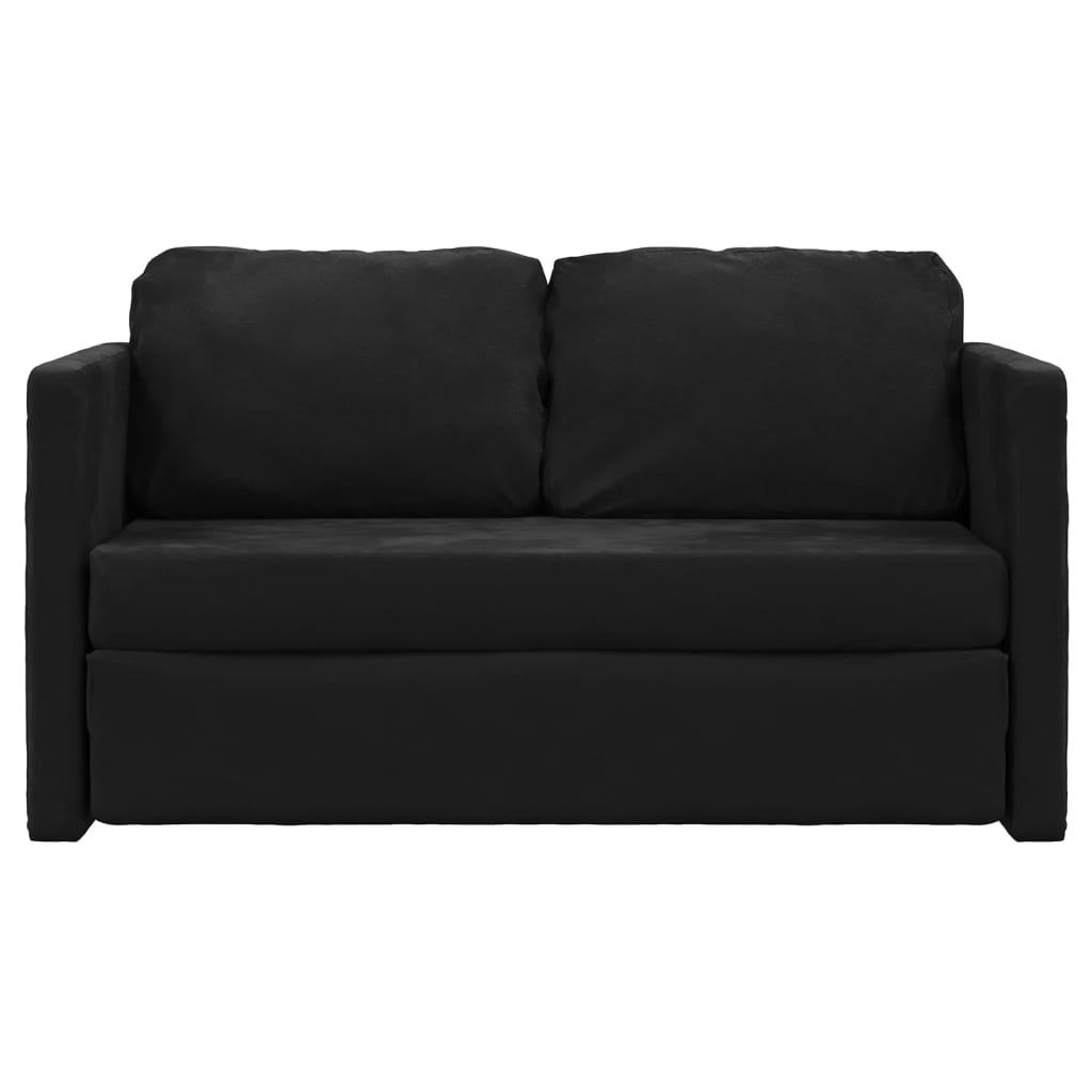 Canapé de sol avec fonction couchage noir 122x204x55 cm velours