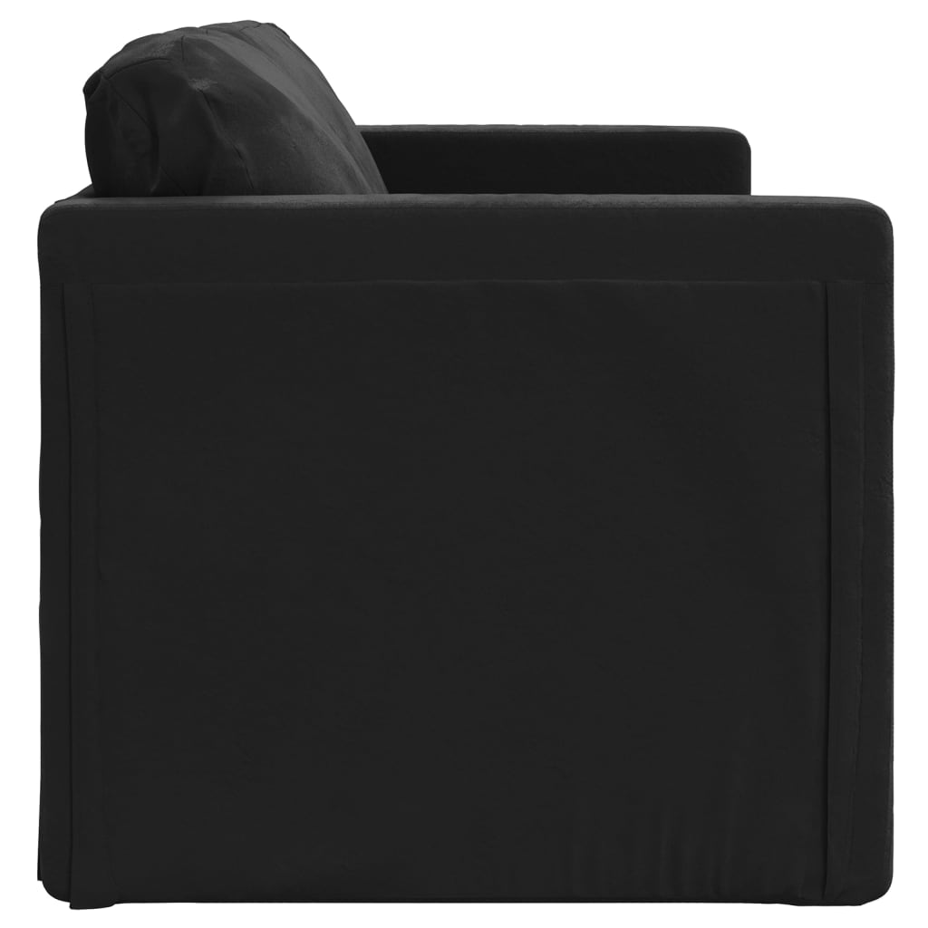Canapé de sol avec fonction couchage noir 122x204x55 cm velours