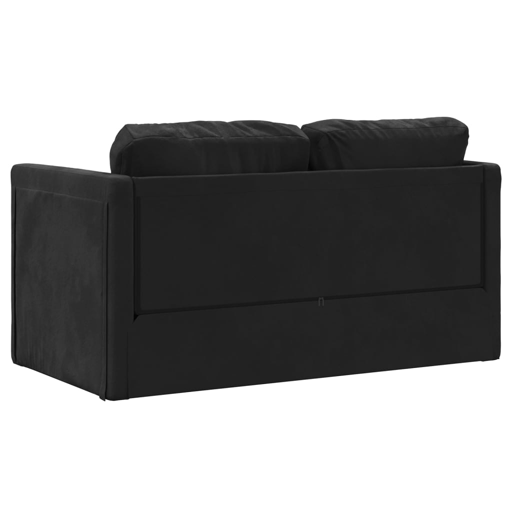 Canapé de sol avec fonction couchage noir 122x204x55 cm velours