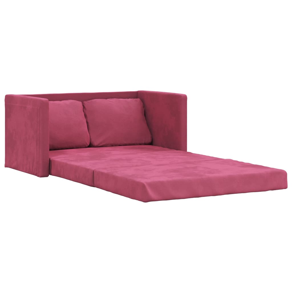 Canapé de sol avec fonction couchage bordeaux 122x204x55 cm velours