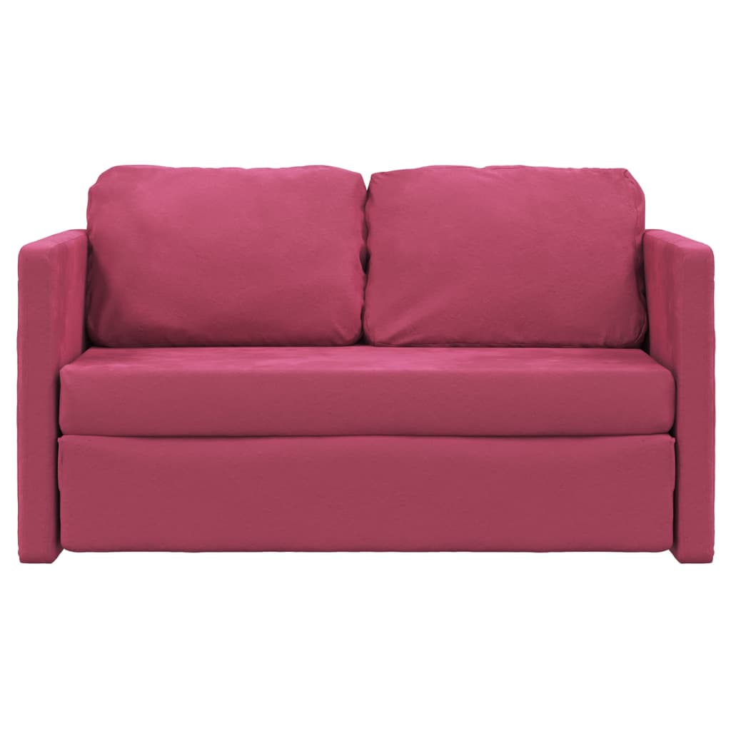 Canapé de sol avec fonction couchage bordeaux 122x204x55 cm velours