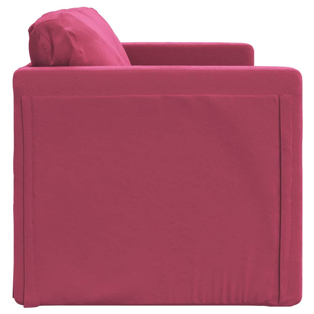 Canapé de sol avec fonction couchage bordeaux 122x204x55 cm velours