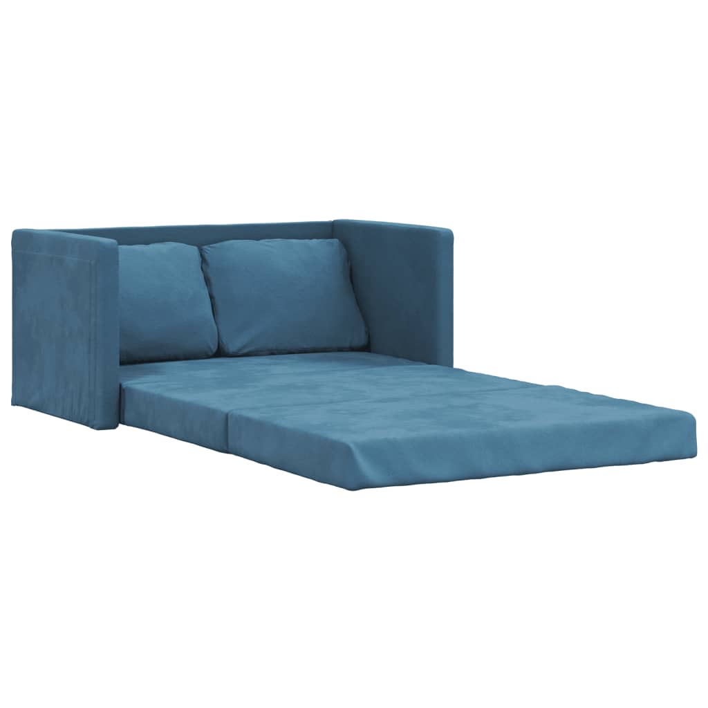 Canapé de sol avec fonction couchage bleu 122x204x55 cm velours