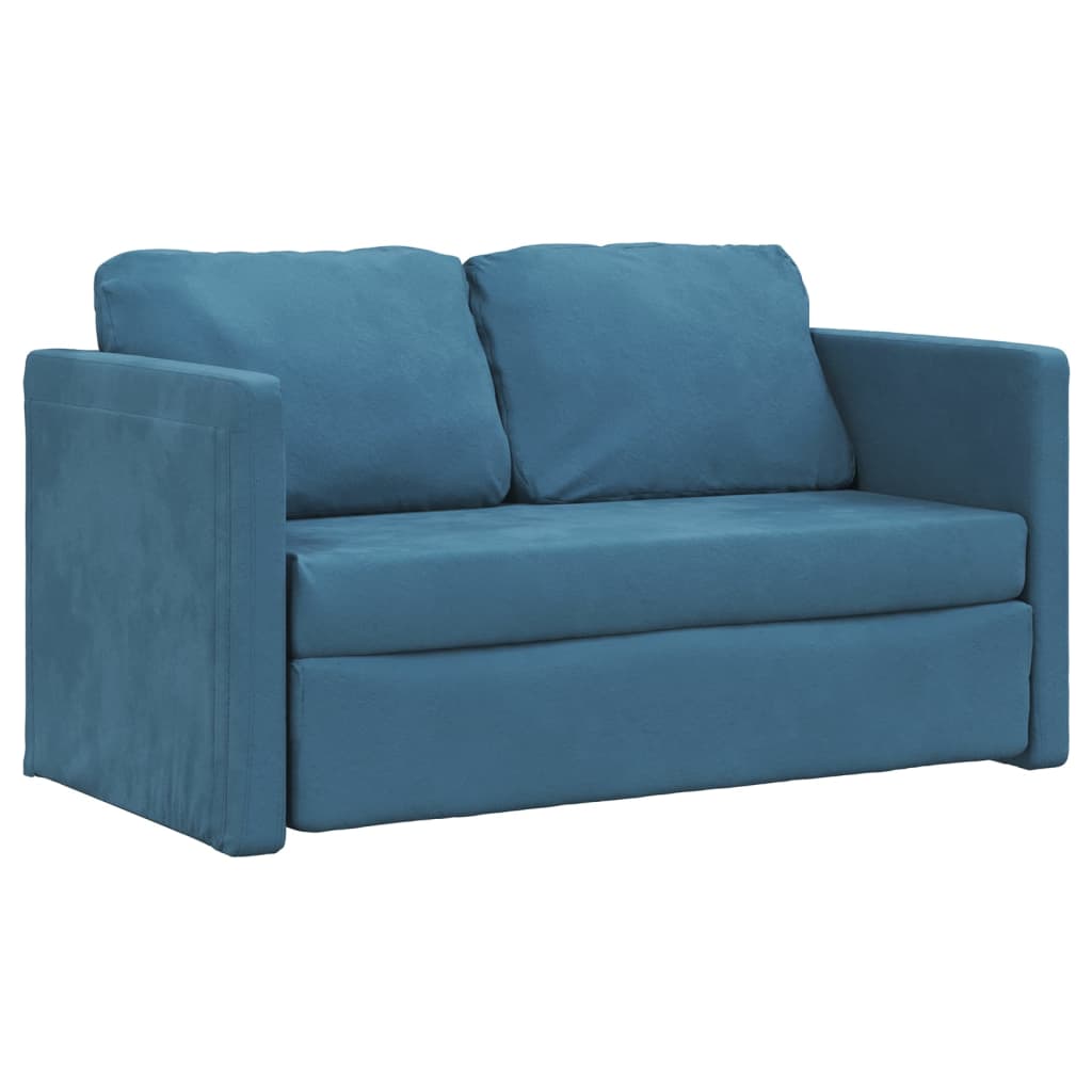 Canapé de sol avec fonction couchage bleu 122x204x55 cm velours