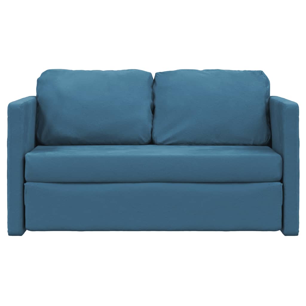 Canapé de sol avec fonction couchage bleu 122x204x55 cm velours