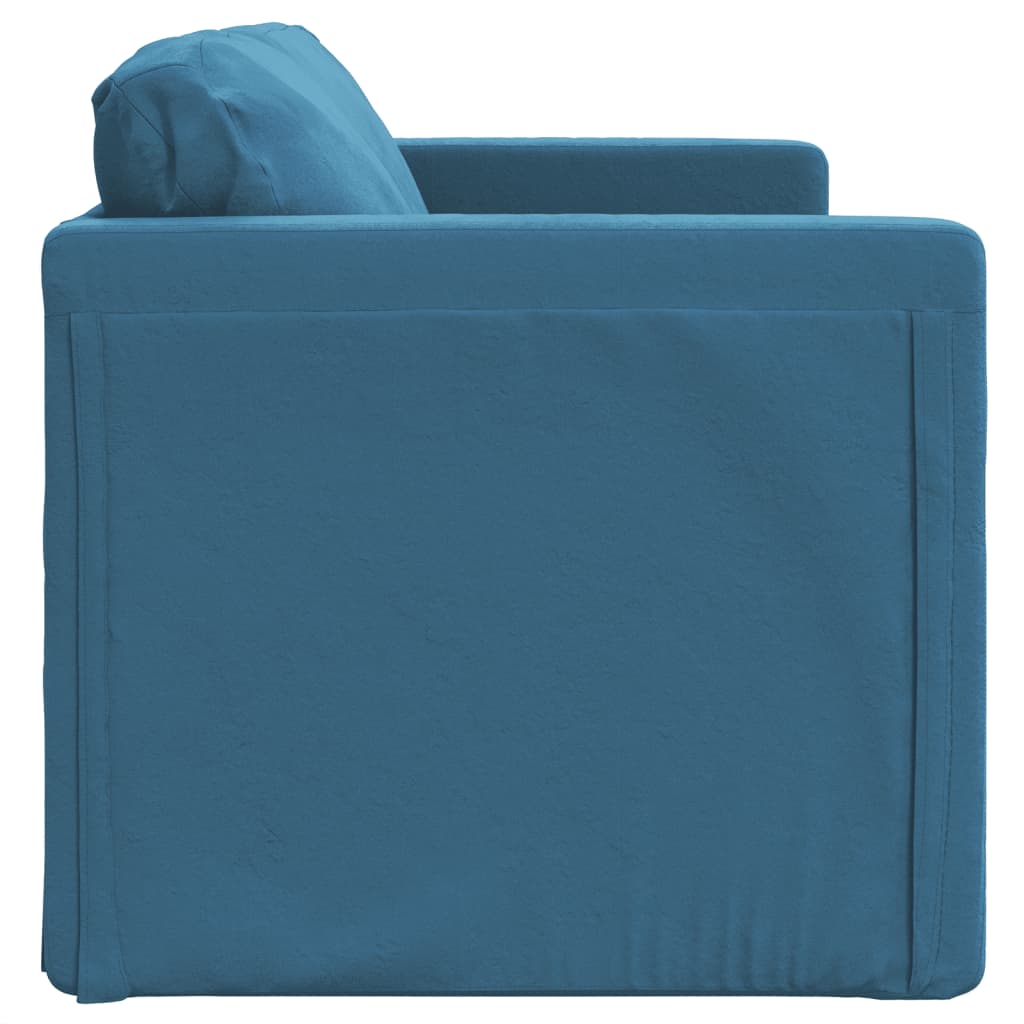 Canapé de sol avec fonction couchage bleu 122x204x55 cm velours