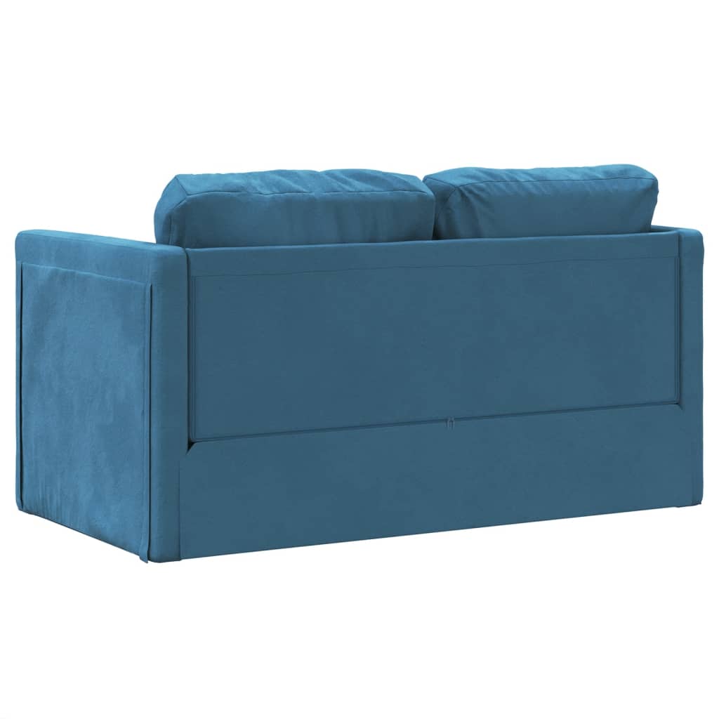 Canapé de sol avec fonction couchage bleu 122x204x55 cm velours