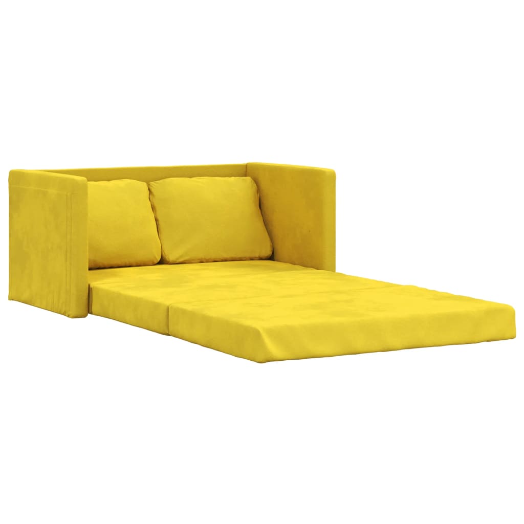 Canapé de sol avec fonction couchage jaune foncé 122x204x55 cm velours