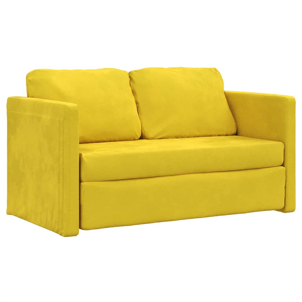 Canapé de sol avec fonction couchage jaune foncé 122x204x55 cm velours