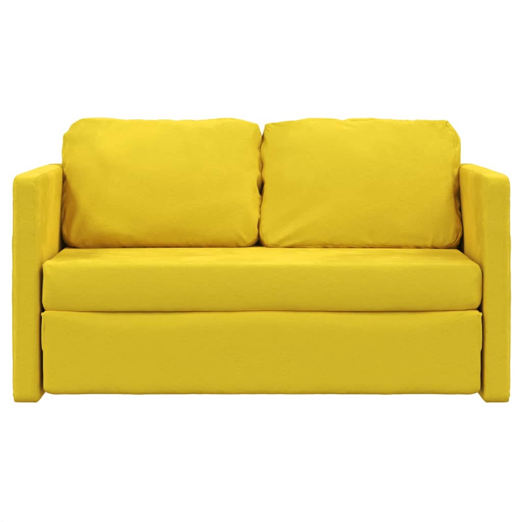 Canapé de sol avec fonction couchage jaune foncé 122x204x55 cm velours