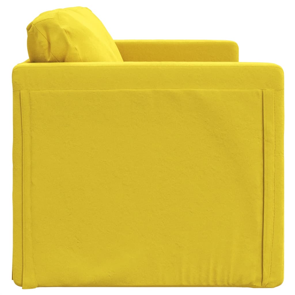 Canapé de sol avec fonction couchage jaune foncé 122x204x55 cm velours