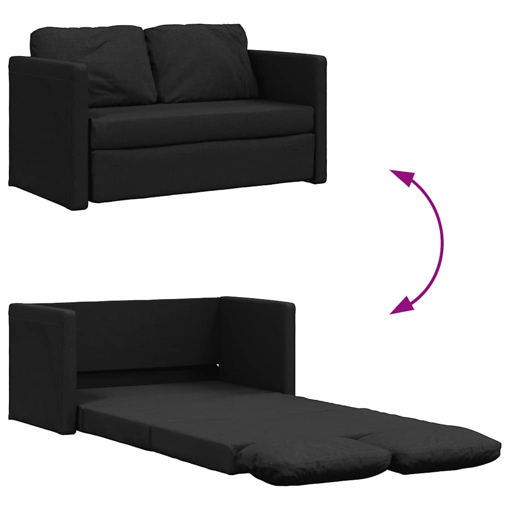 Bodensofa mit Schlaffunktion Schwarz 112x174x55 cm Stoff