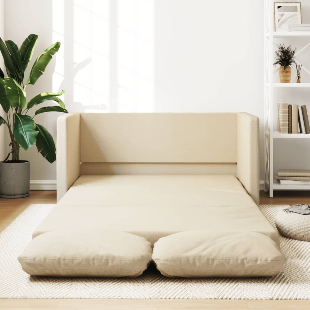 Canapé de sol avec fonction couchage crème 112x174x55 cm tissu