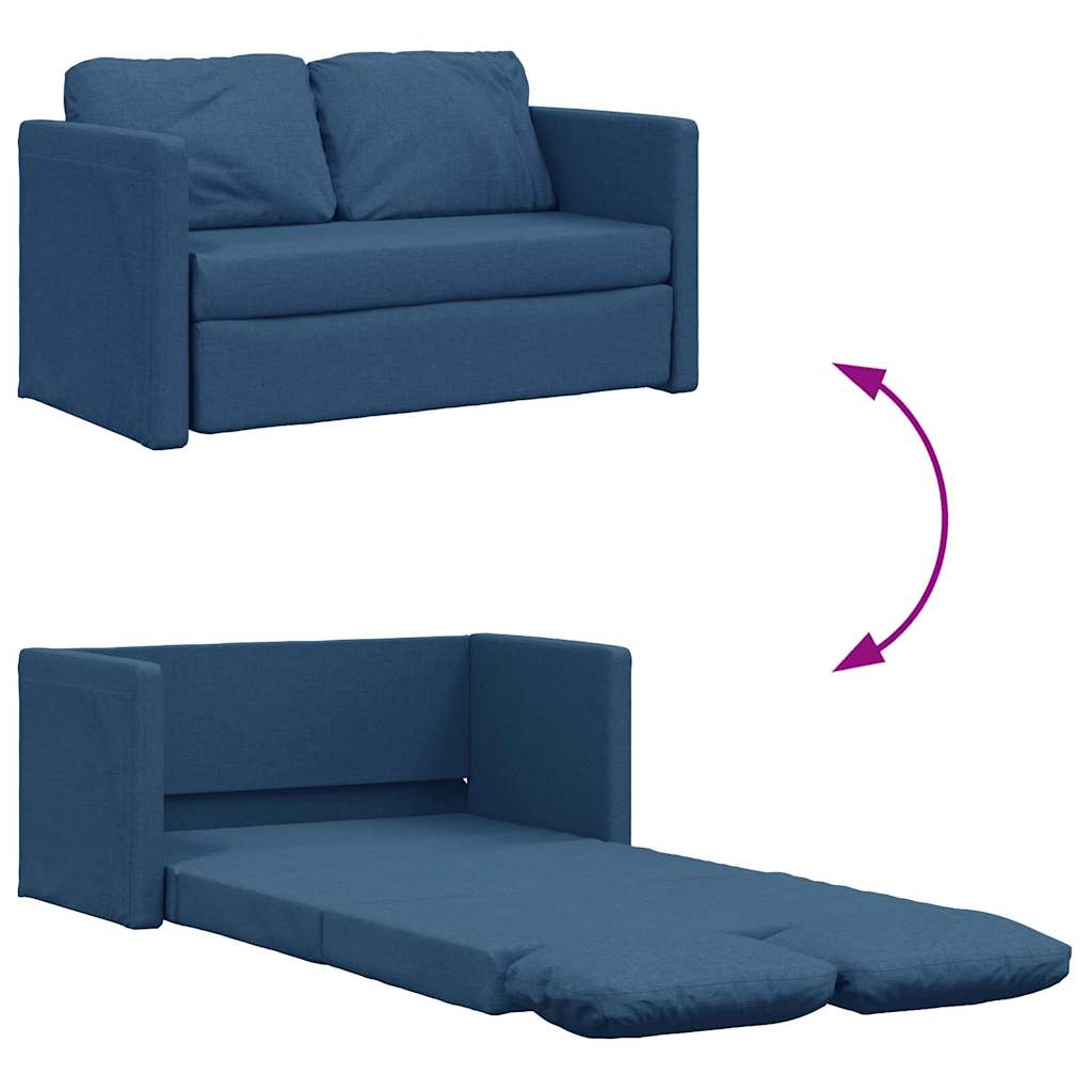 Bodensofa mit Schlaffunktion Blau 112x174x55 cm Stoff