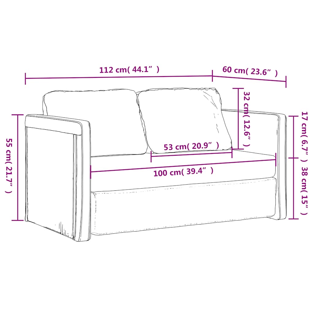 Bodensofa mit Schlaffunktion Blau 112x174x55 cm Stoff