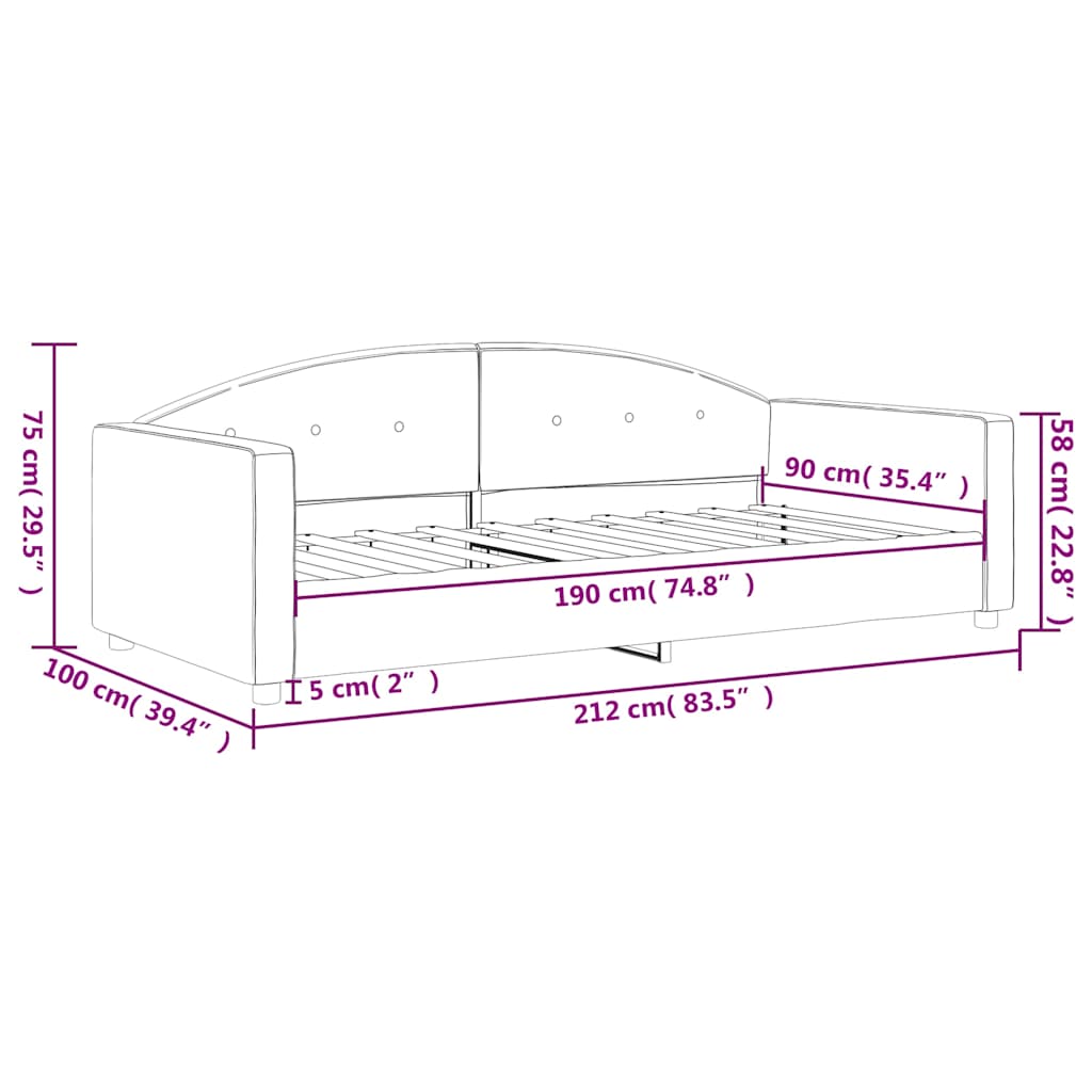 Tagesbett Dunkelgrau 90x190 cm Samt