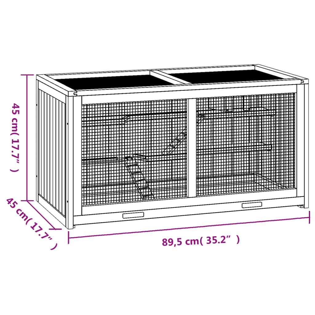 Hamsterkäfig 89,5x45x45 cm Massivholz Tanne