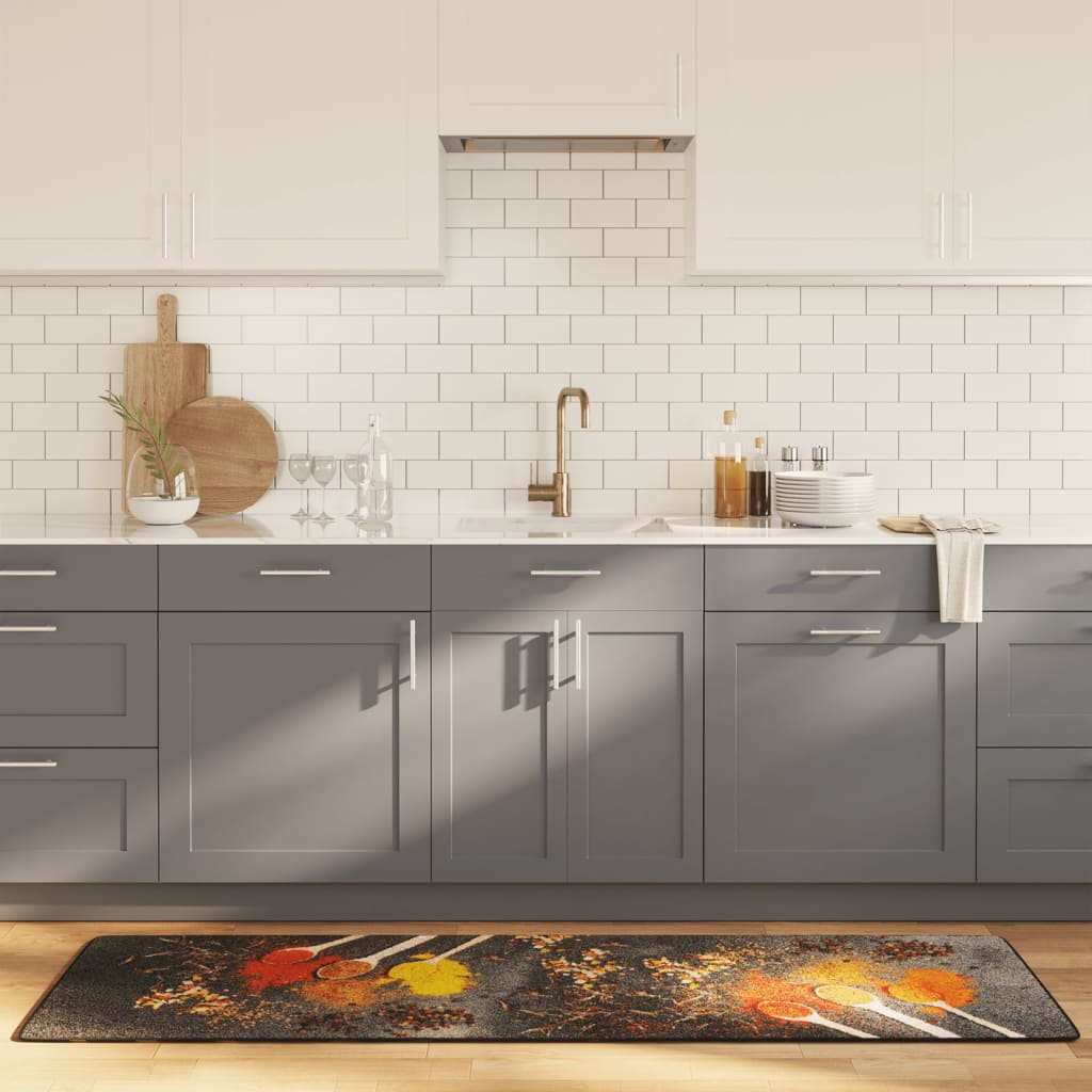 Kitchen rug multicolored 60x180 cm washable non-slip