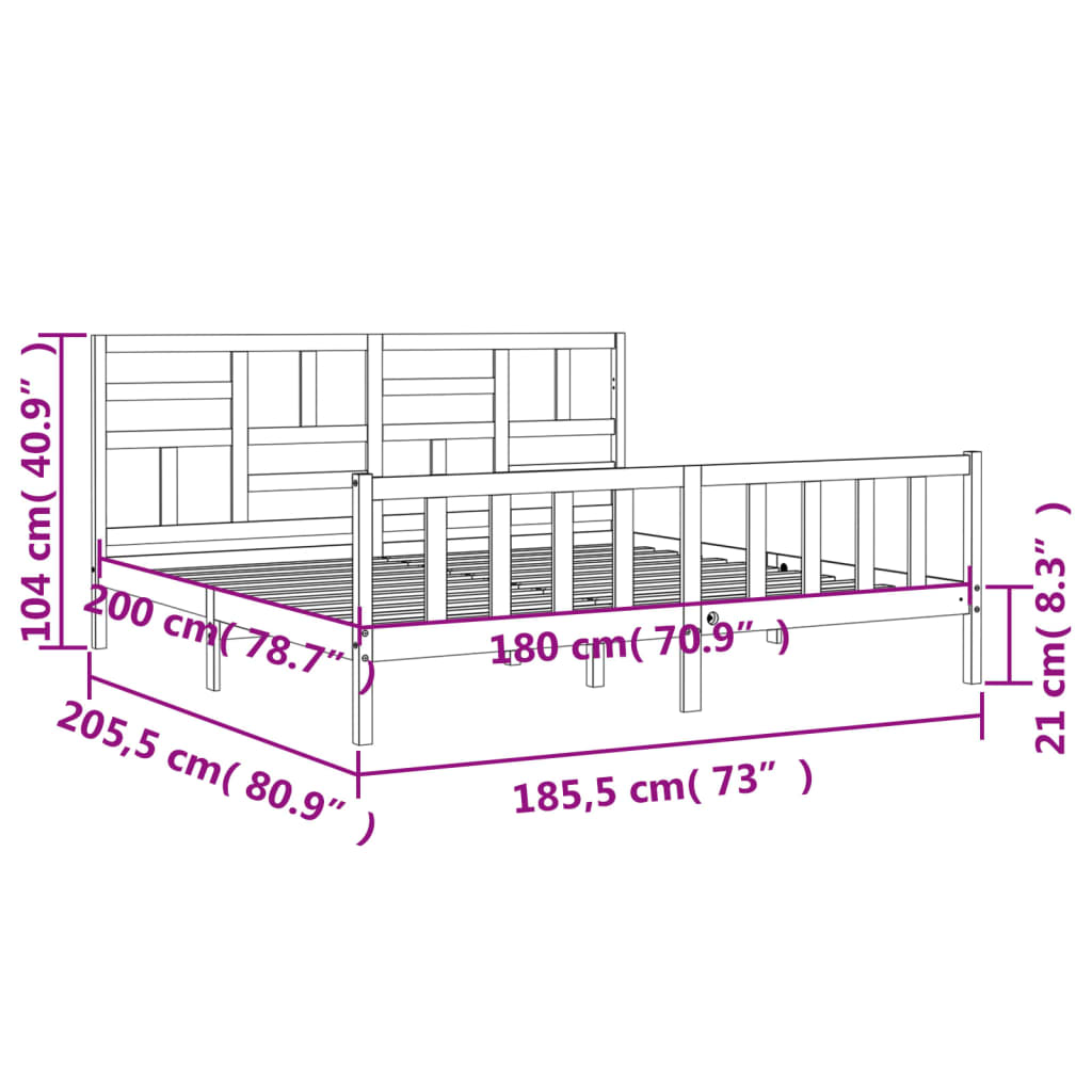 Bettgestell ohne Matratze Super King Size Massivholz Kiefer