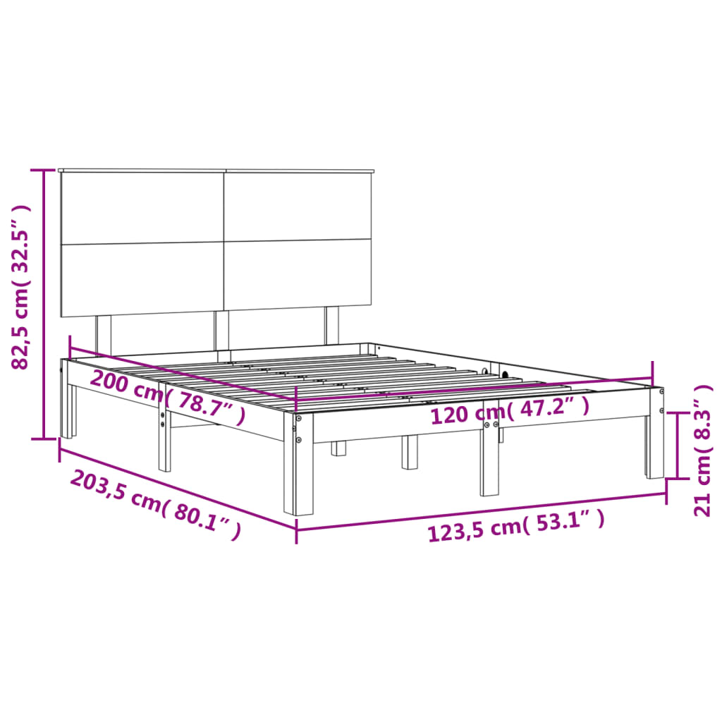 Massivholzbett ohne Matratze Weiß 120x200 cm Kiefernholz