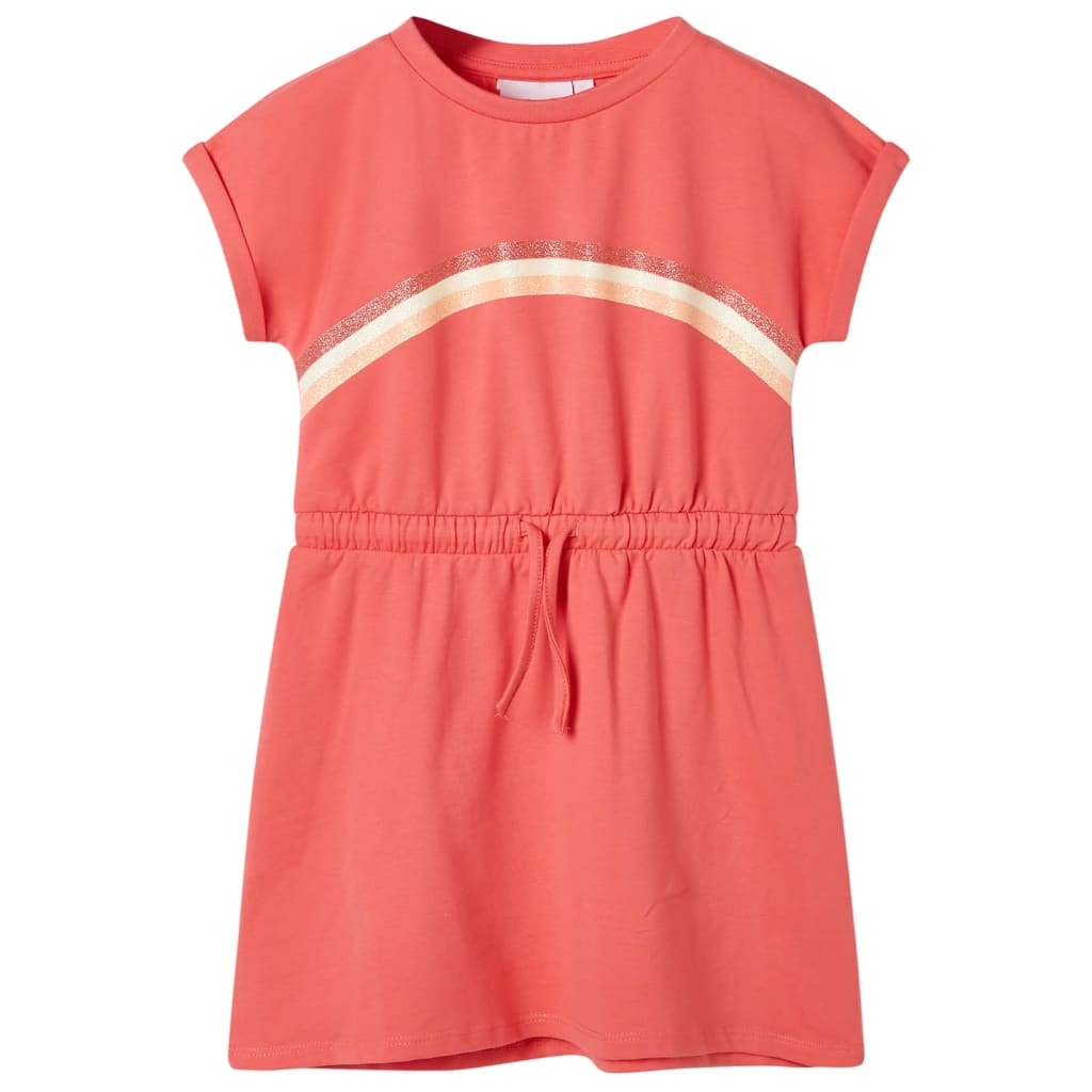 Kinderkleid mit Kordelzug Korallenrosa 92