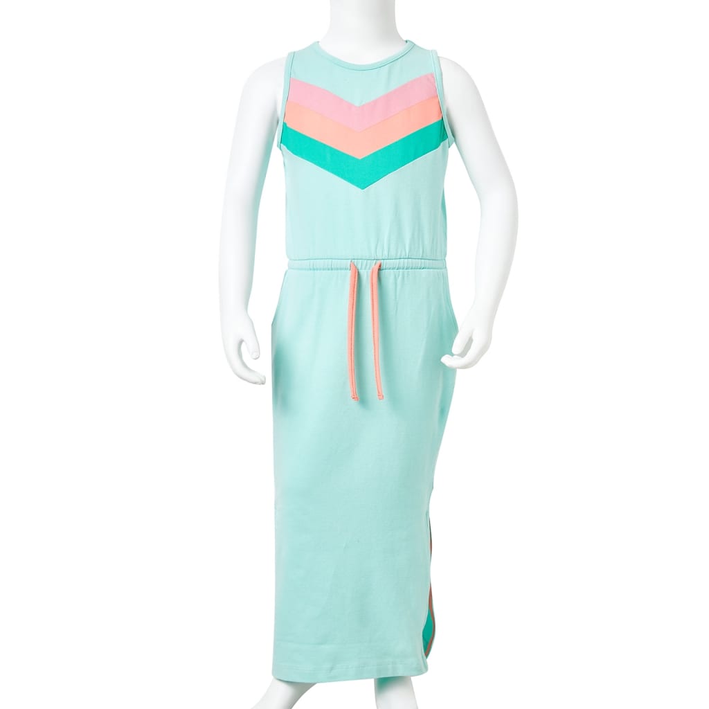 Kinderkleid mit Kordelzug Helles Minzgrün 92