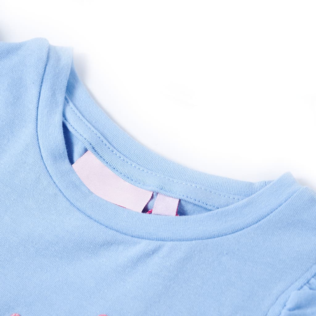 Kinder-T-Shirt mit Rüschenärmeln Hellblau 128
