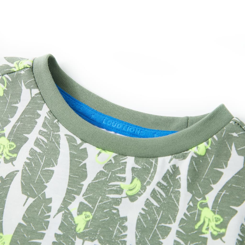 Kinder-T-Shirt Ecru und Dunkles Efeugrün 128