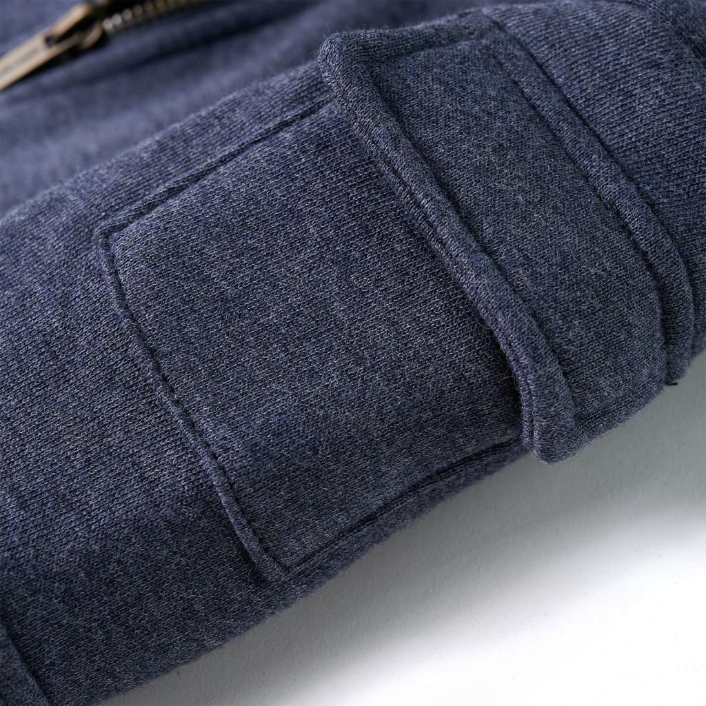 Kinder-Kapuzenpullover mit Reißverschluss Dunkelblau Melange 92