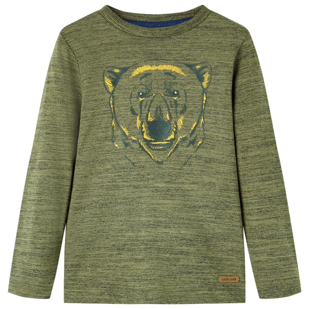 Kinder-Langarmshirt Khaki Melange 128