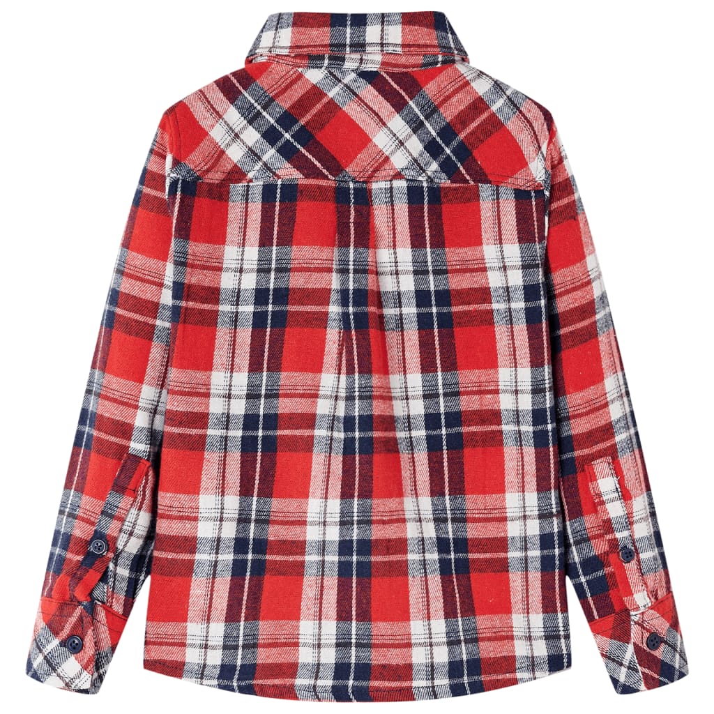 Kinderhemd Karomuster Rot und Marineblau 92