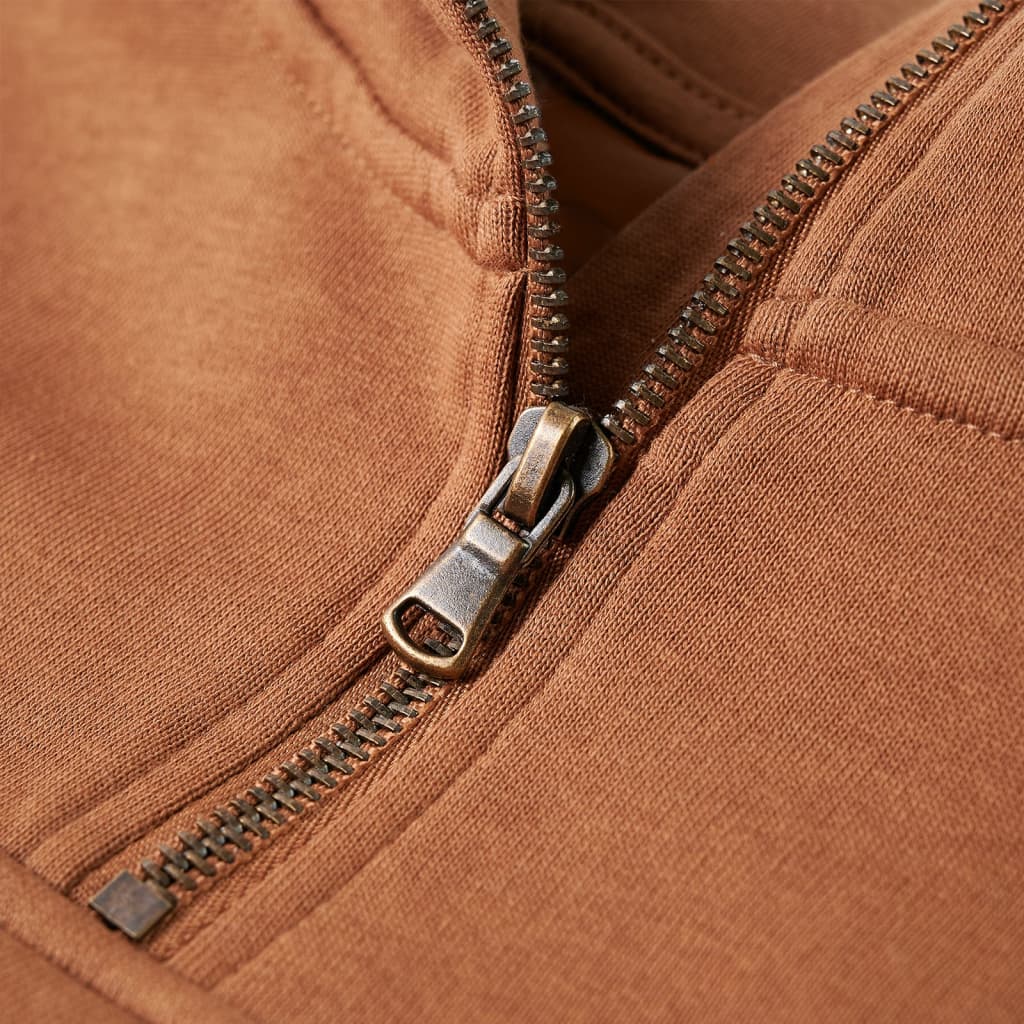 Kinder-Kapuzenpullover mit Halbem Reißverschluss Anthrazit Cognac 92
