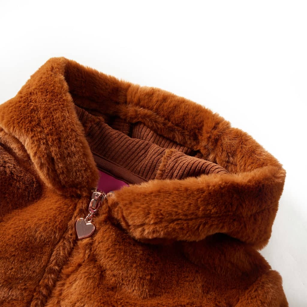 Kinder-Kapuzenjacke Kunstpelz Cognac 104