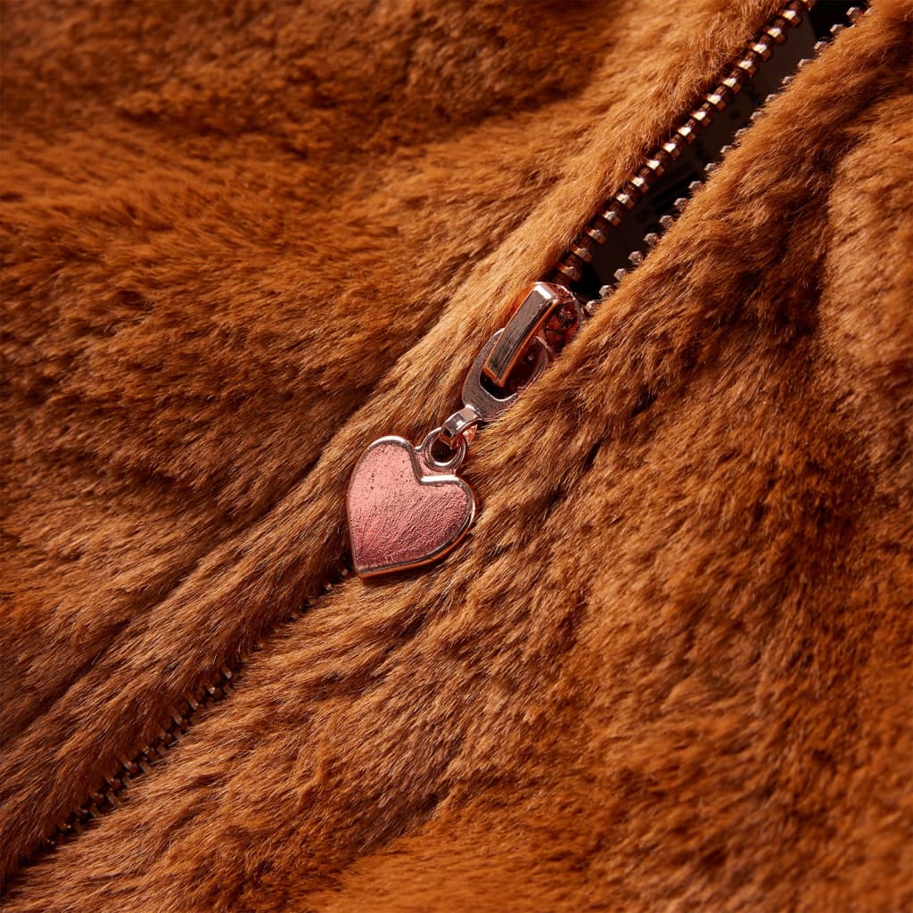 Kinder-Kapuzenjacke Kunstpelz Cognac 104
