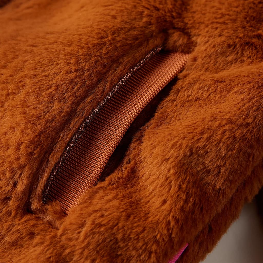 Kinder-Kapuzenjacke Kunstpelz Cognac 104