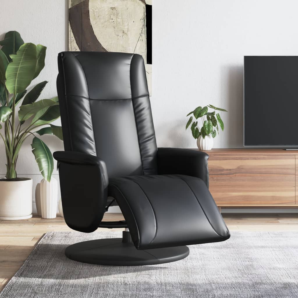 Relaxsessel mit Fußteil Schwarz Kunstleder