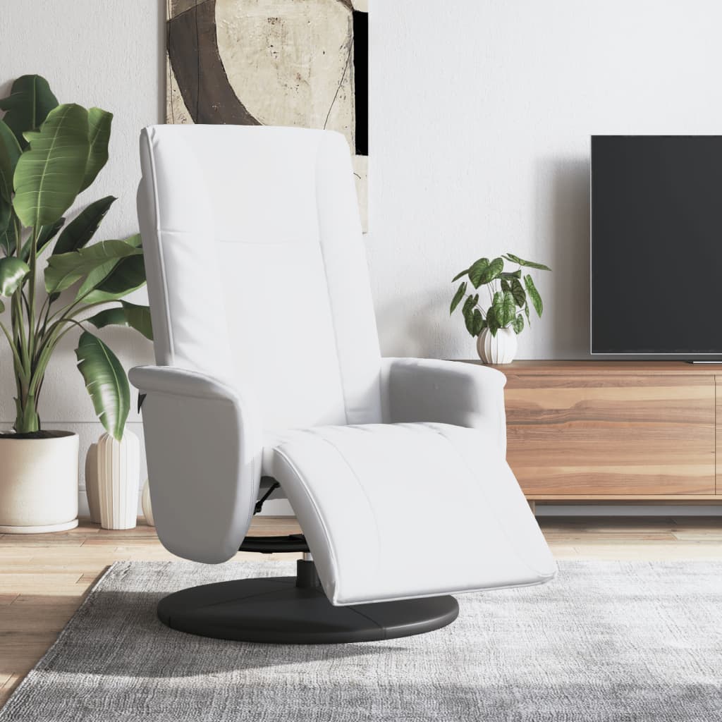 Relaxsessel mit Fußteil Weiß Kunstleder
