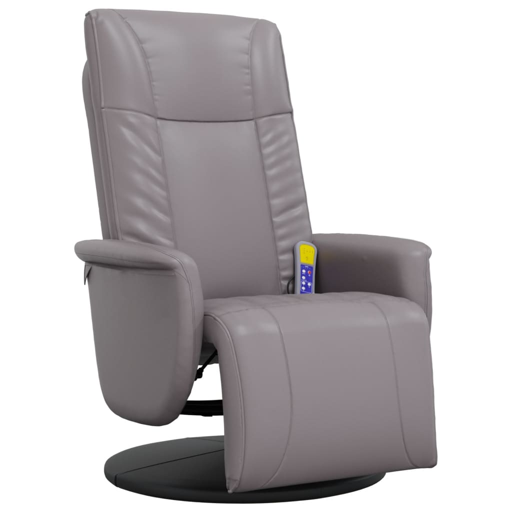 Fauteuil de massage avec repose-pieds simili cuir gris