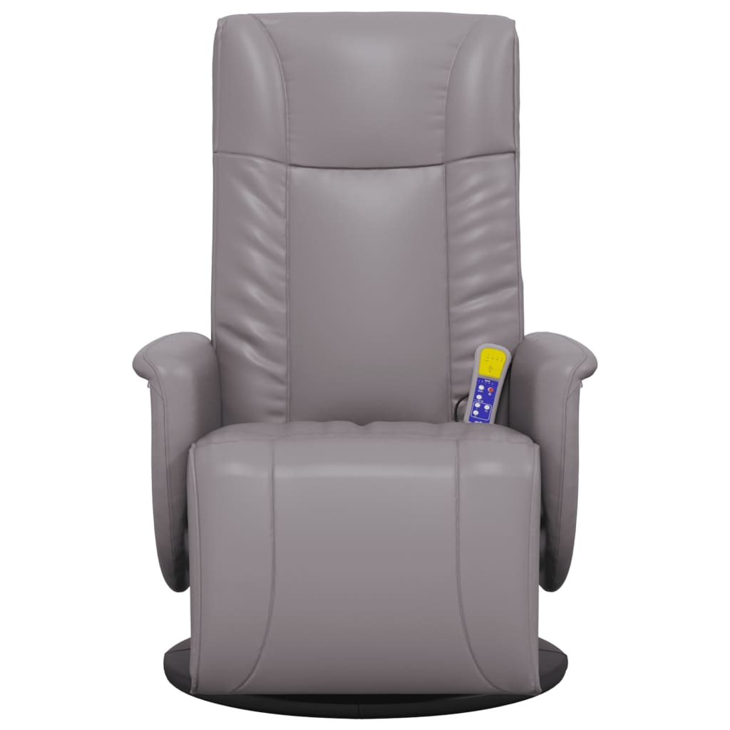 Fauteuil de massage avec repose-pieds simili cuir gris