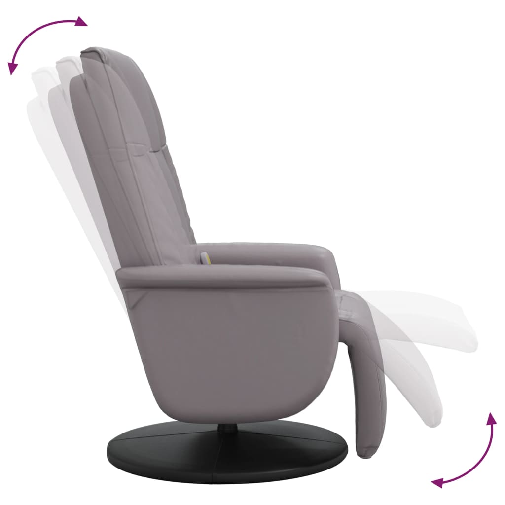 Fauteuil de massage avec repose-pieds simili cuir gris