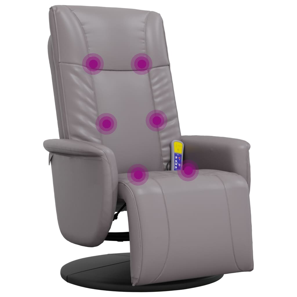 Fauteuil de massage avec repose-pieds simili cuir gris