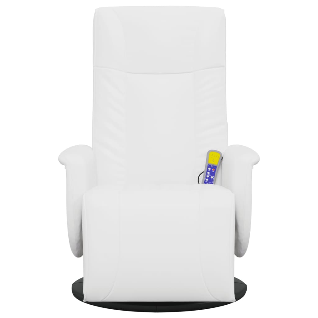 Fauteuil de massage avec repose-pieds en simili cuir blanc
