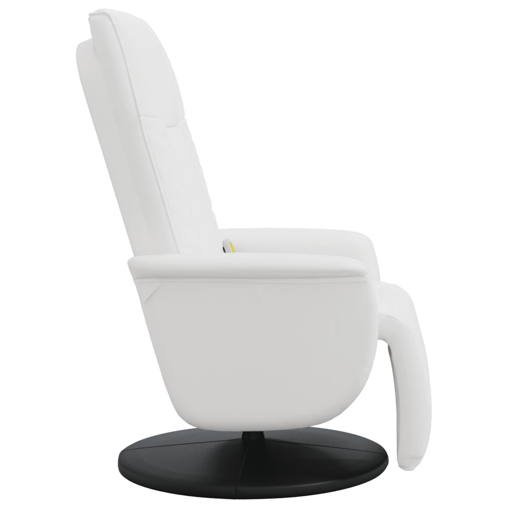 Fauteuil de massage avec repose-pieds en simili cuir blanc