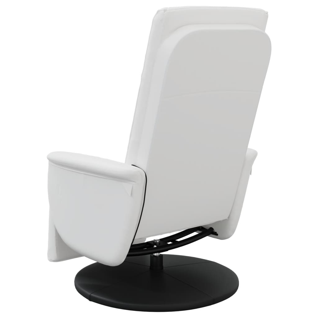 Fauteuil de massage avec repose-pieds en simili cuir blanc