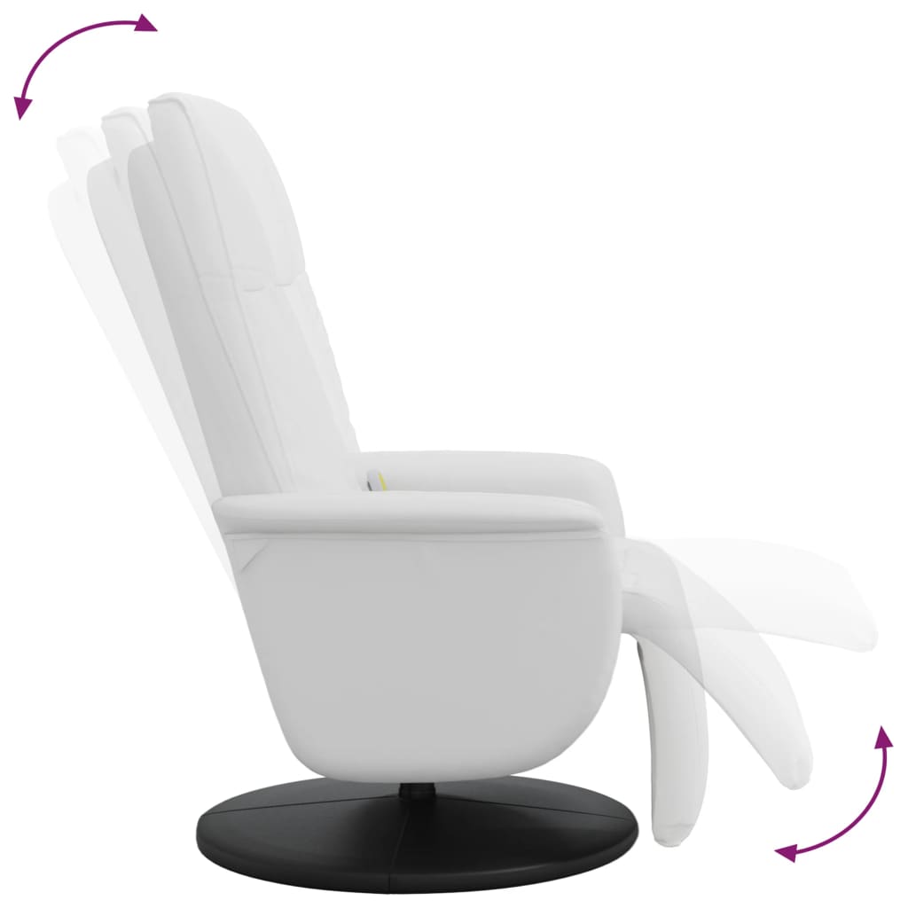 Fauteuil de massage avec repose-pieds en simili cuir blanc