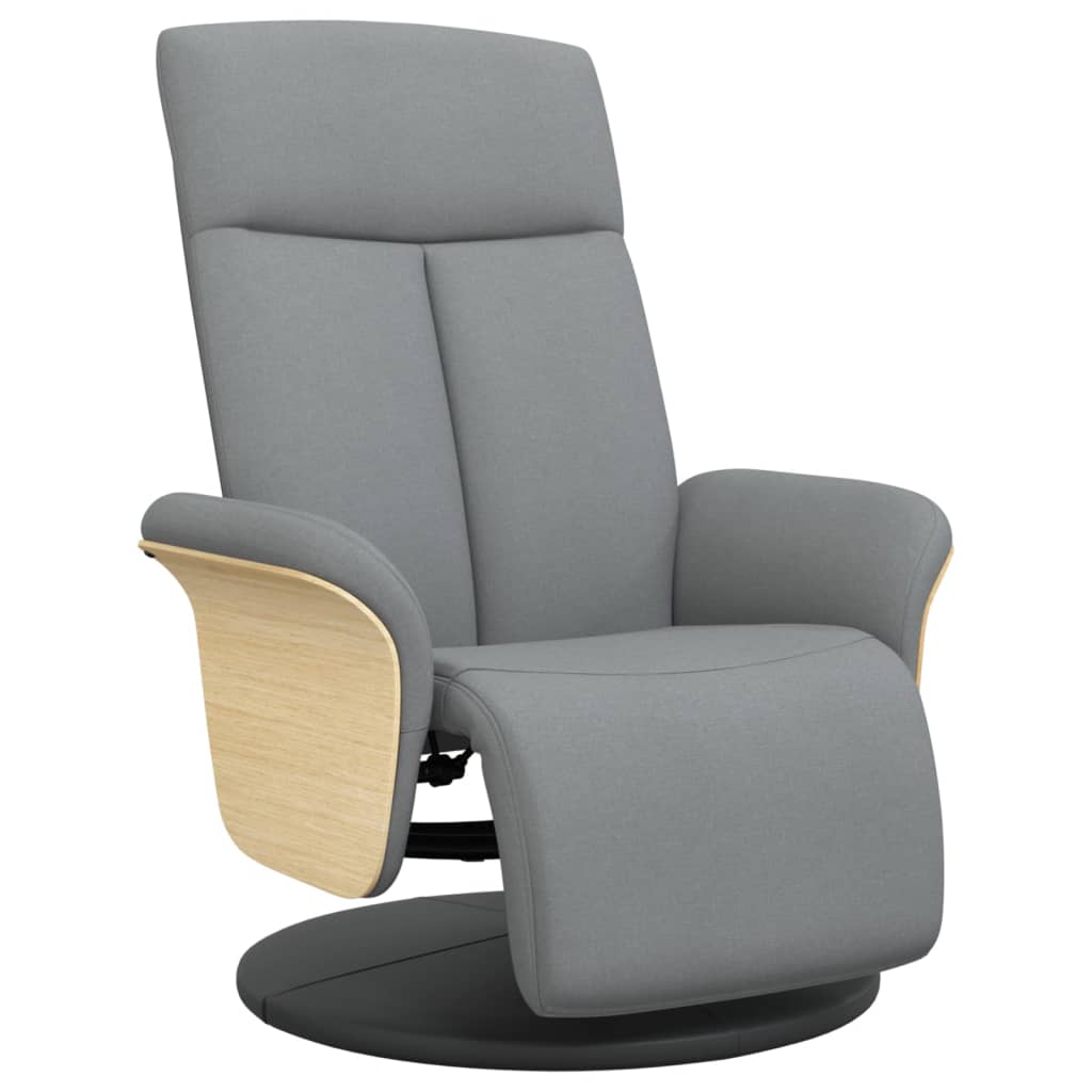 Fauteuil relax avec repose-pieds en tissu gris clair