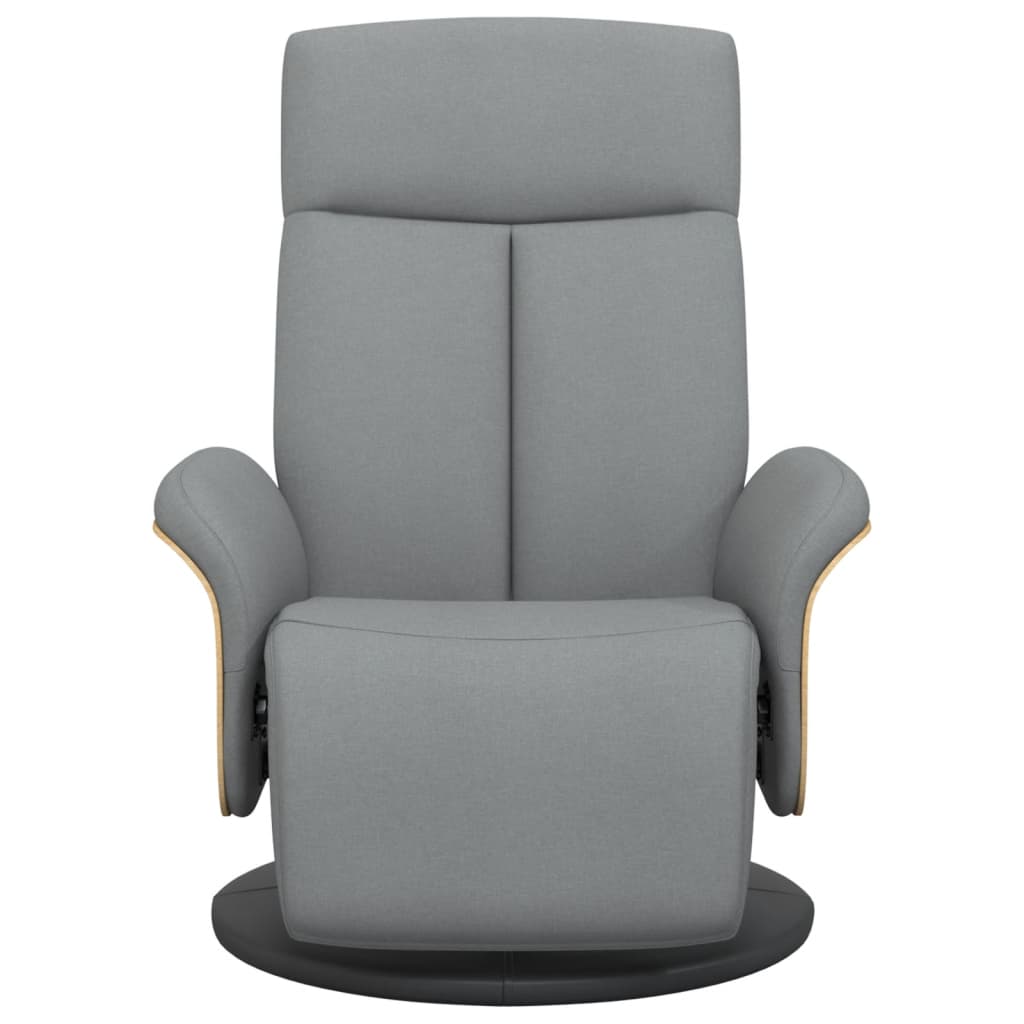 Fauteuil relax avec repose-pieds en tissu gris clair