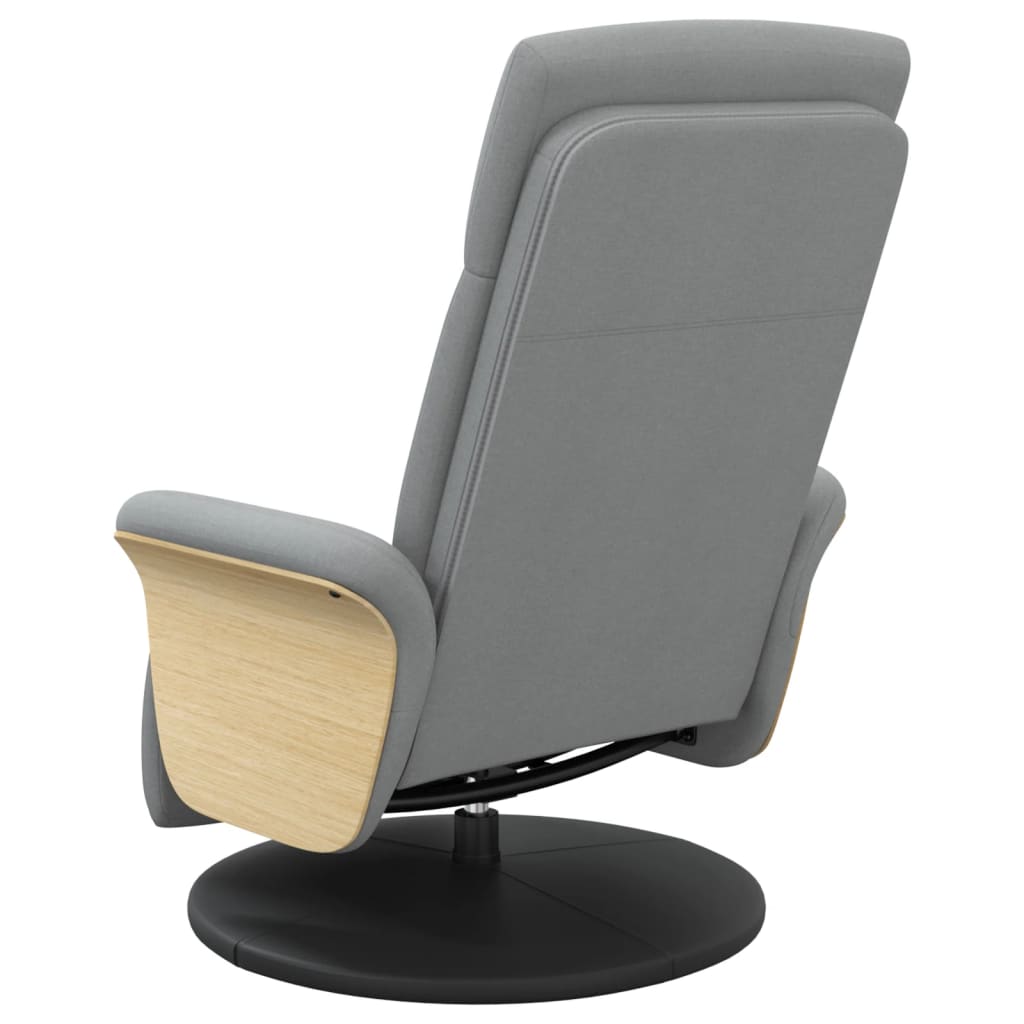 Fauteuil relax avec repose-pieds en tissu gris clair