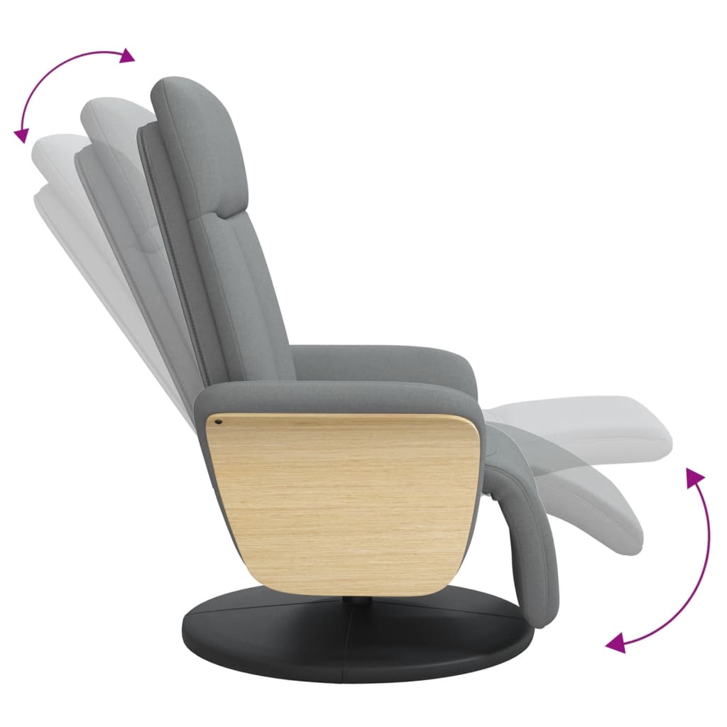 Fauteuil relax avec repose-pieds en tissu gris clair