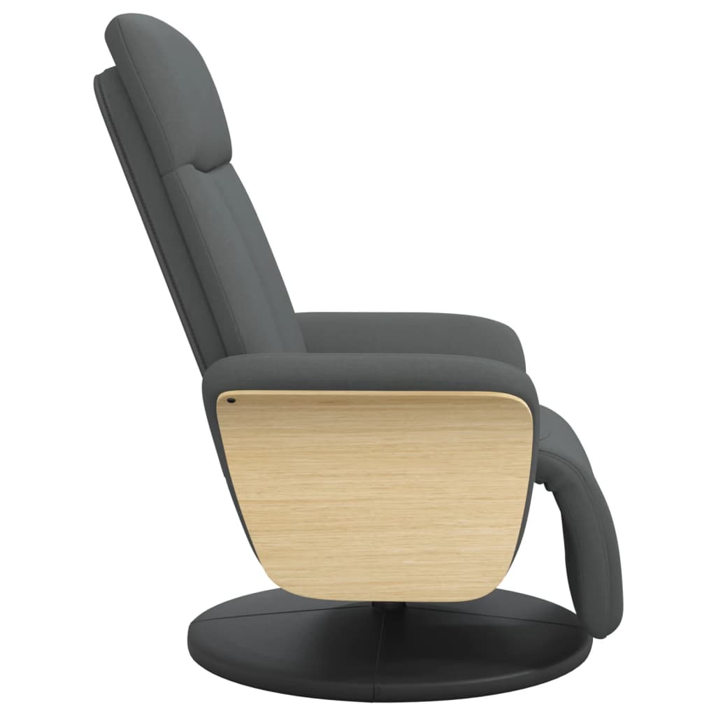 Fauteuil de relaxation avec pied de lit en tissu gris foncé